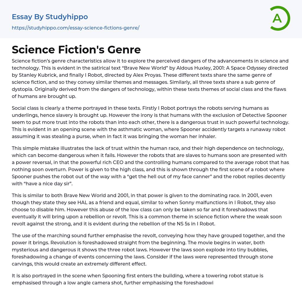 Science Fiction’s Genre Essay Example