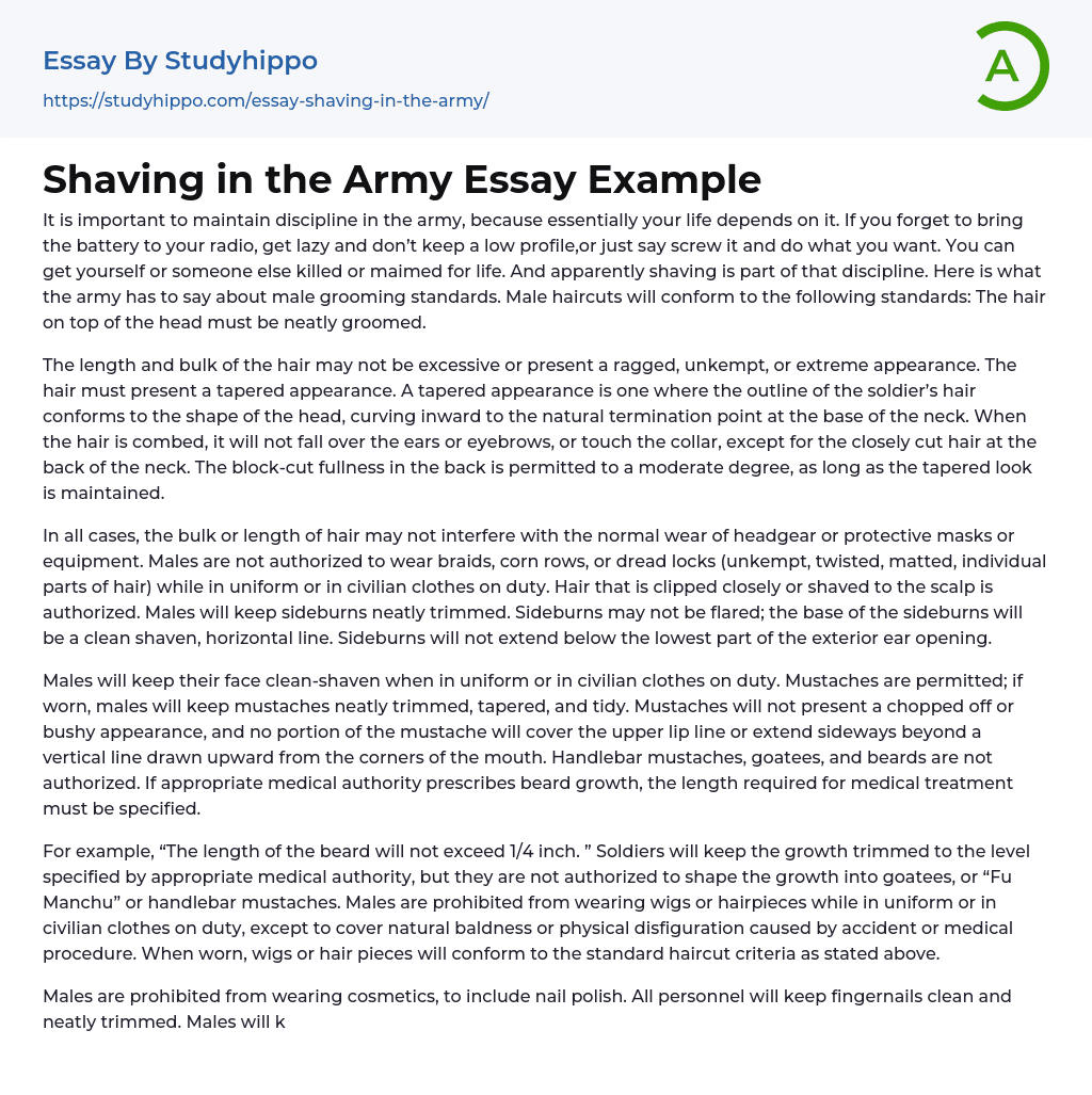 Shaving in the Army Essay Example