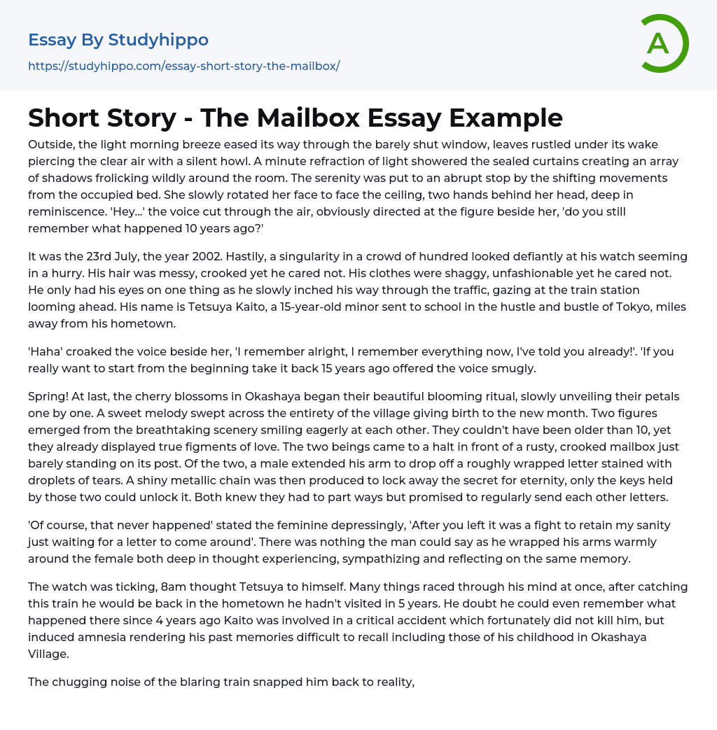 Short Story – The Mailbox Essay Example
