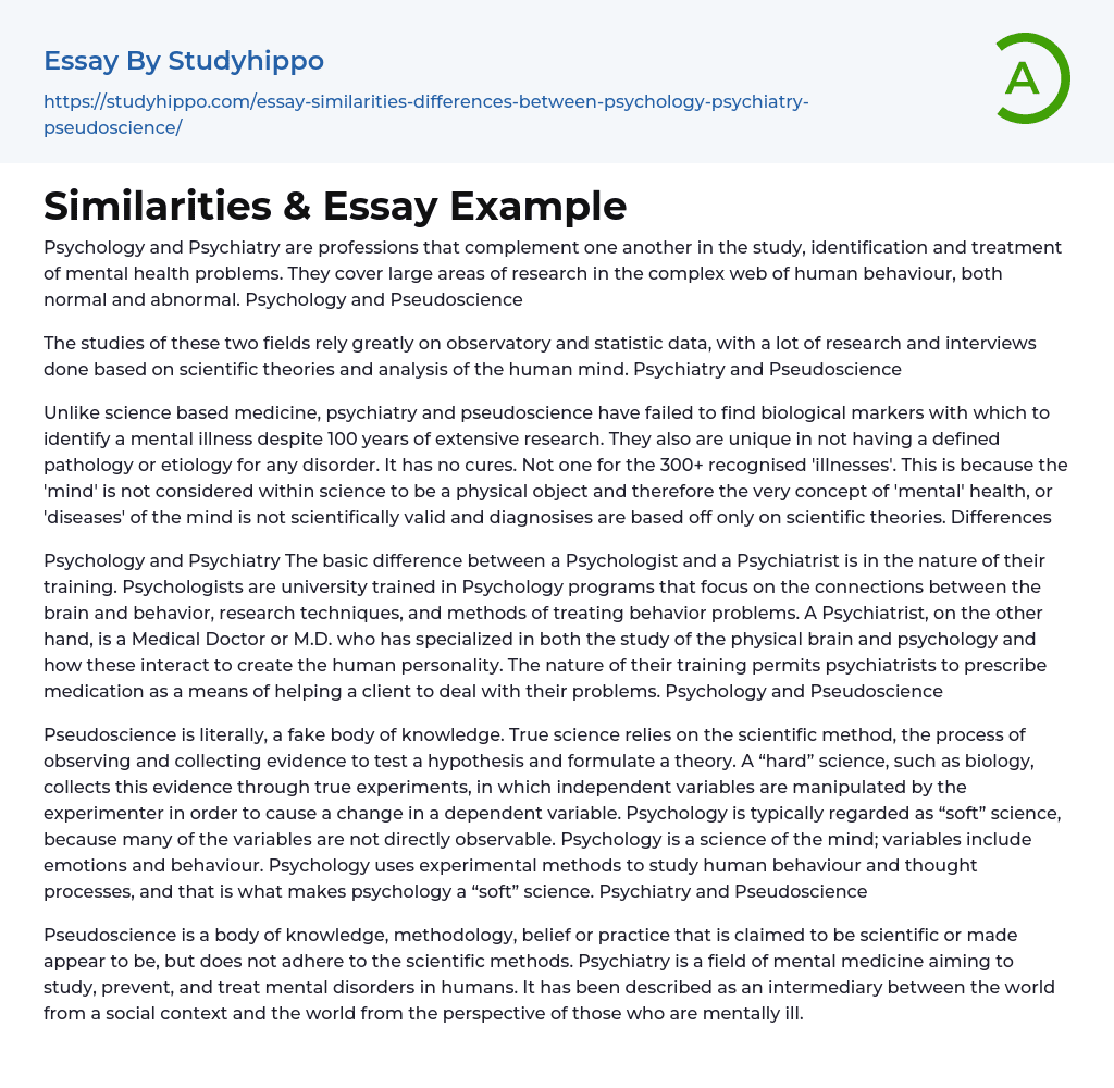 Similarities &amp Essay Example