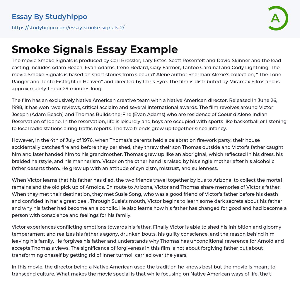 Smoke Signals Essay Example