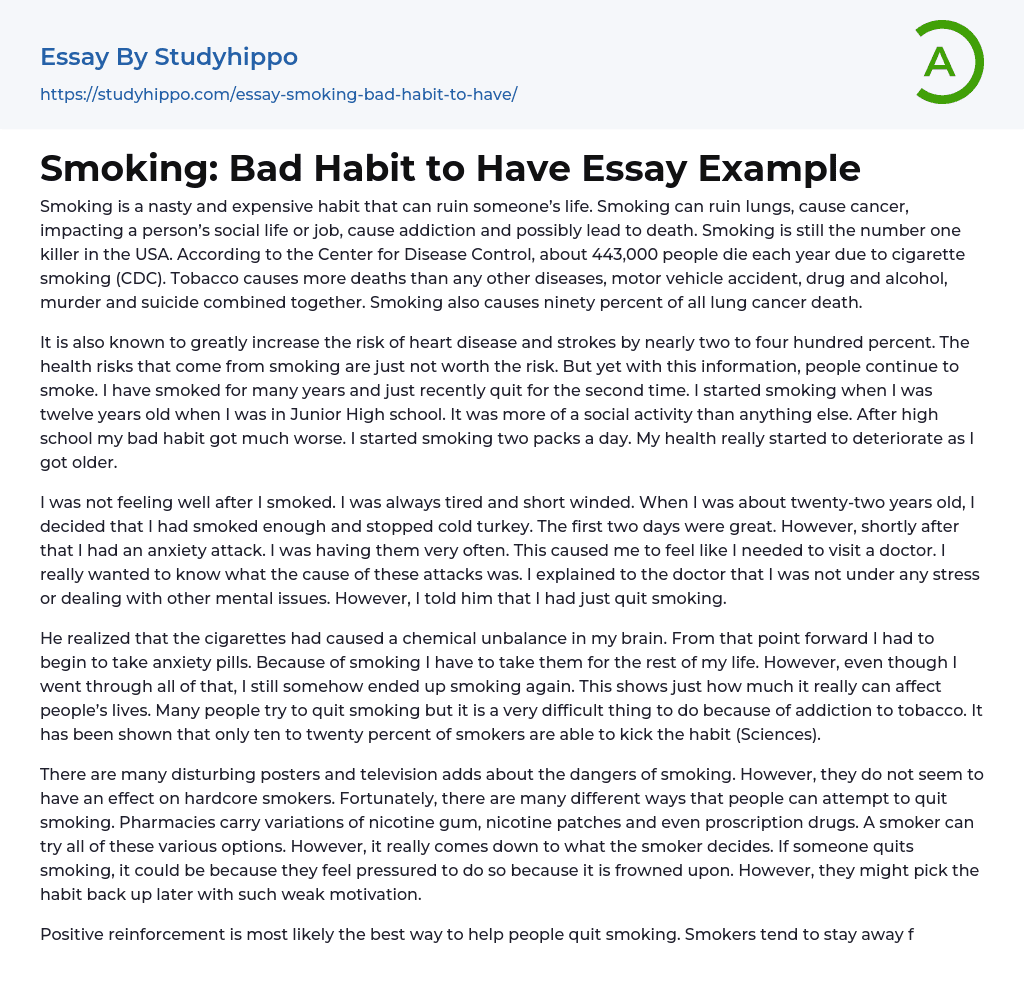 smoking is a bad habit essay