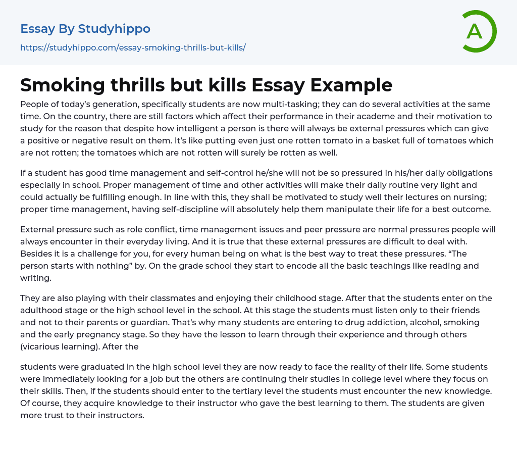 smoking kills essay