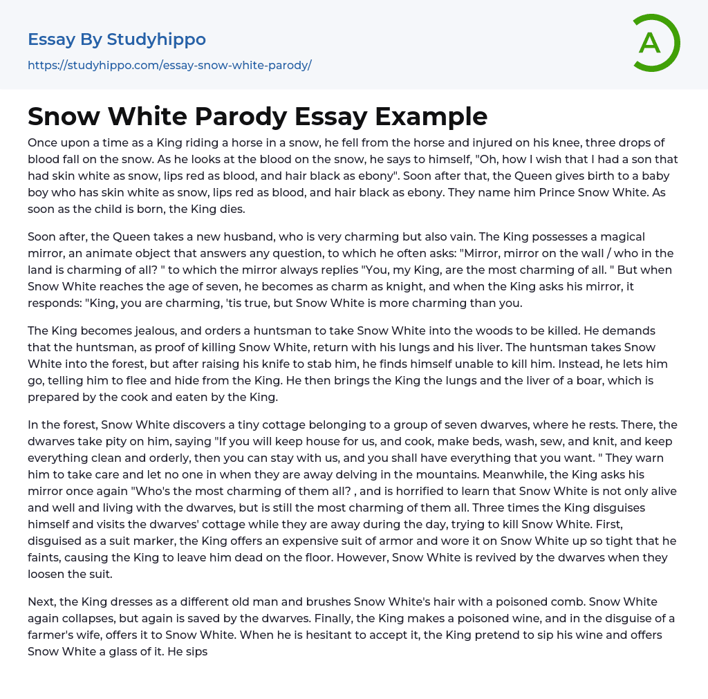 Snow White Parody Essay Example