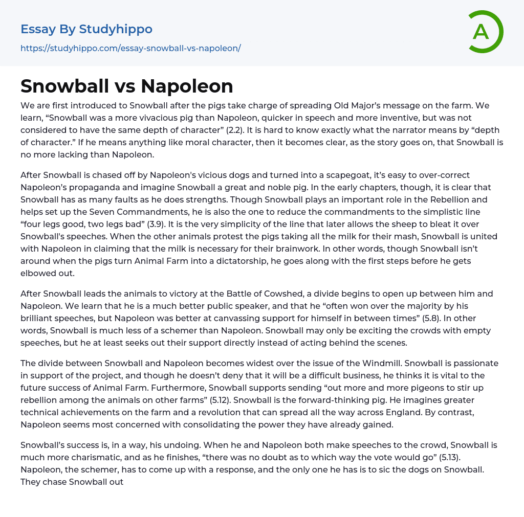 Snowball vs Napoleon Essay Example