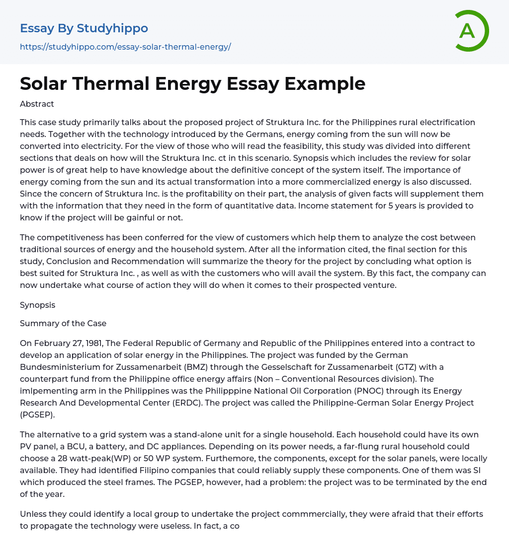 essay solar energy