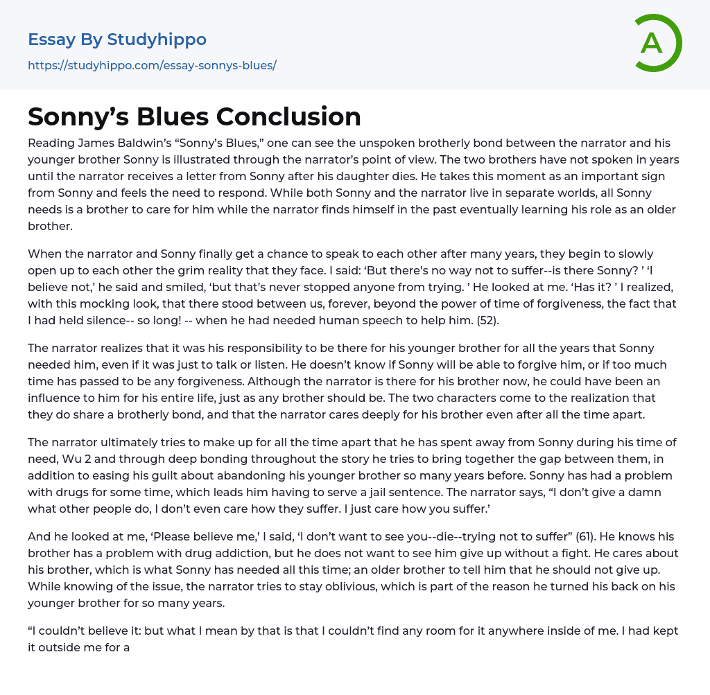 Sonny’s Blues Conclusion Essay Example