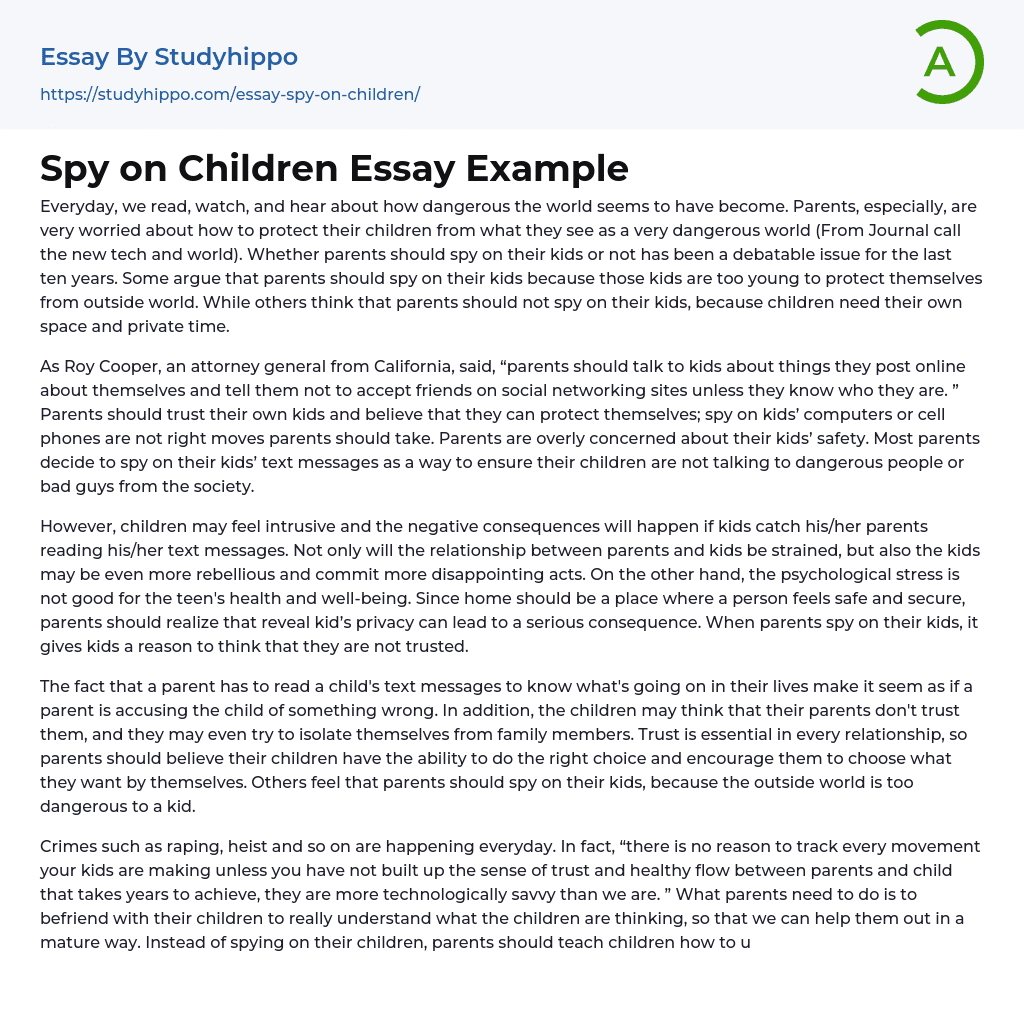 Spy on Children Essay Example
