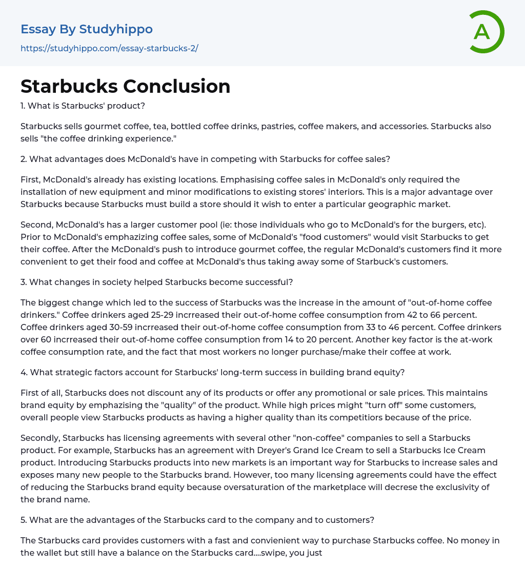 Starbucks Conclusion Essay Example