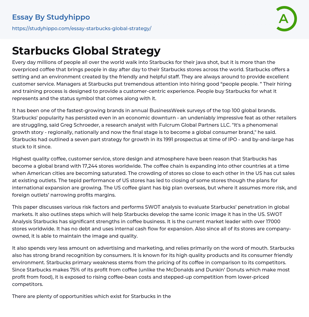 starbucks global strategy case study