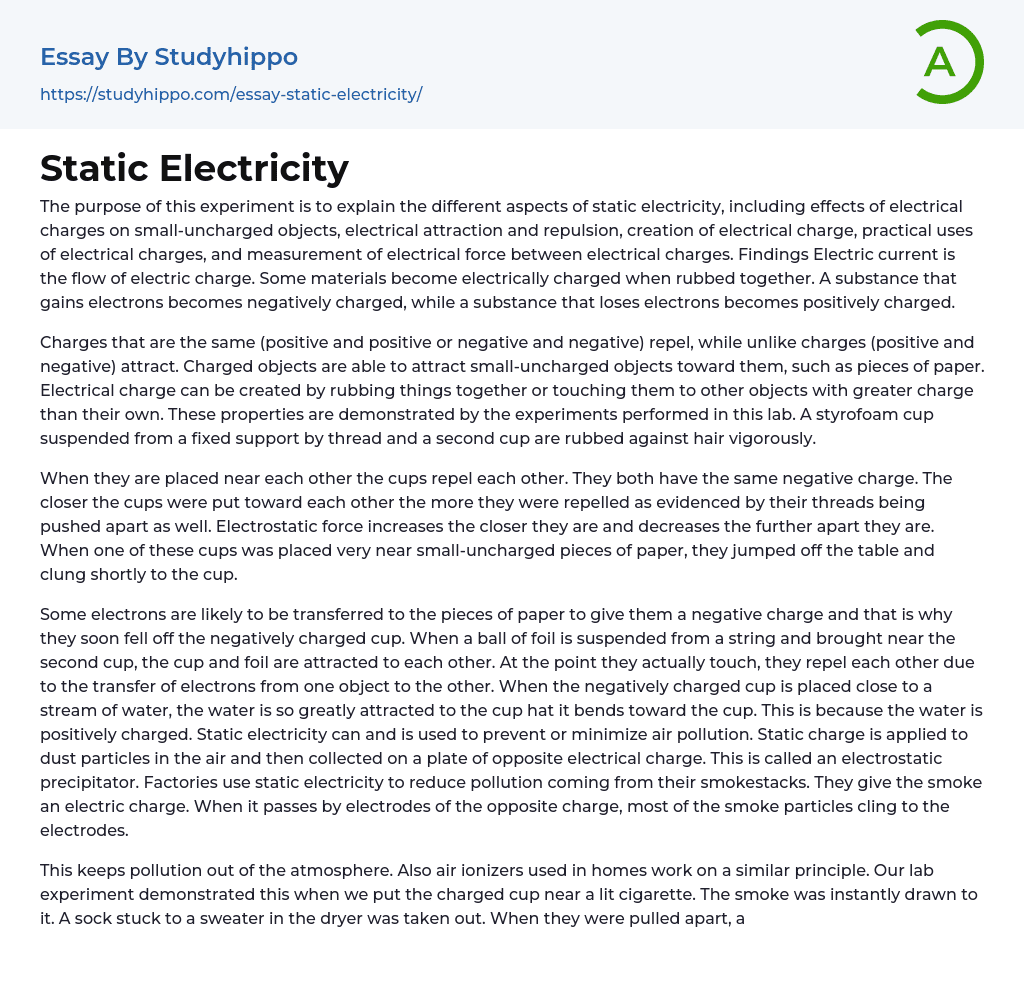 electricity essay for class 1