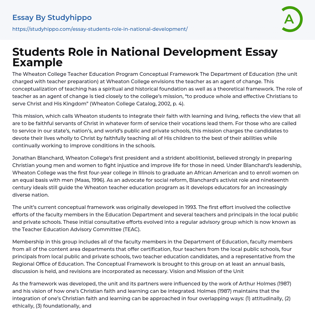 Students Role in National Development Essay Example