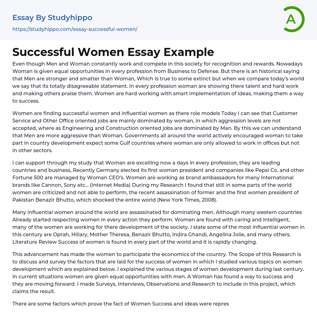 Successful Women Essay Example