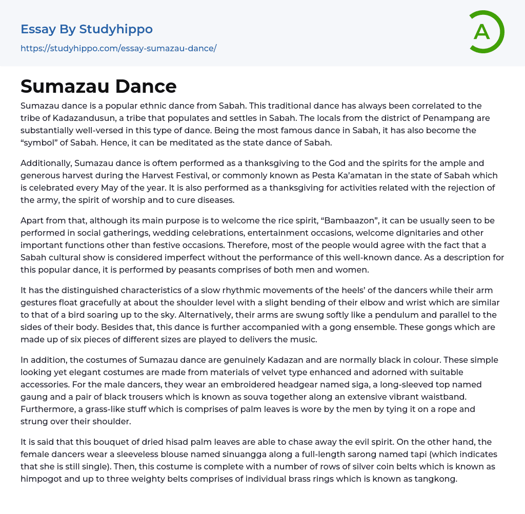 Sumazau Dance Essay Example