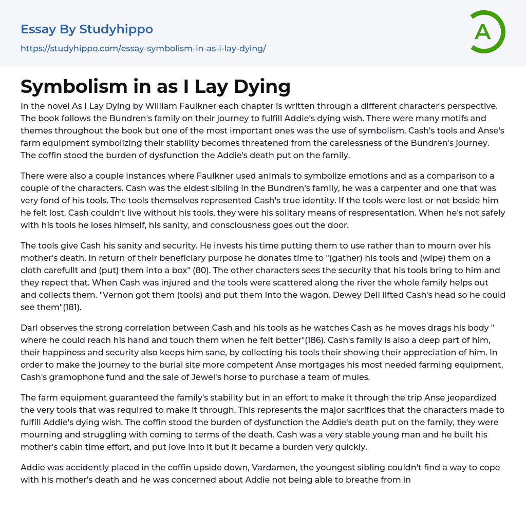 Symbolism in as I Lay Dying Essay Example