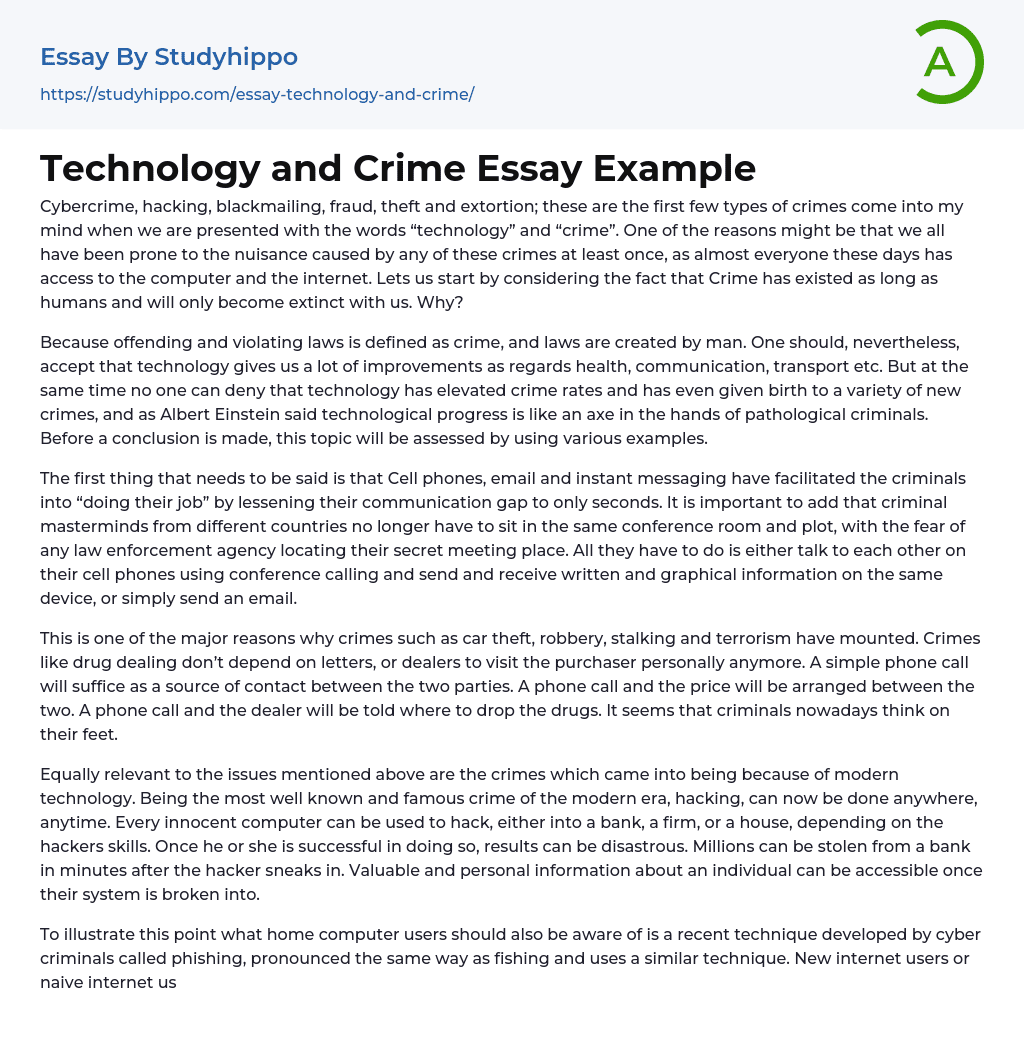 Technology and Crime Essay Example