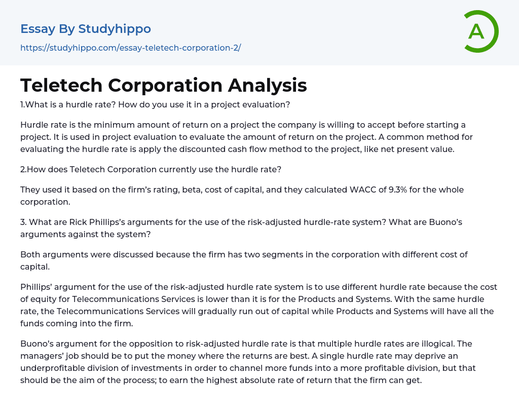 Teletech Corporation Analysis Essay Example
