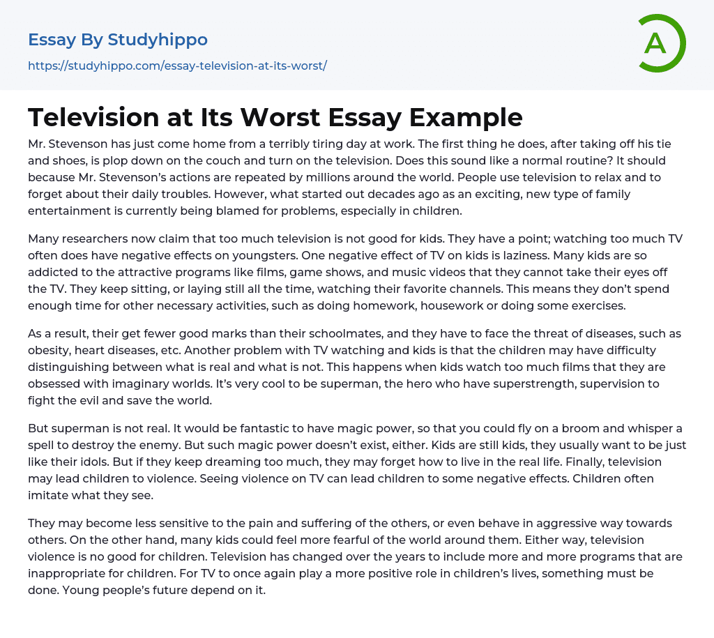 Television at Its Worst Essay Example