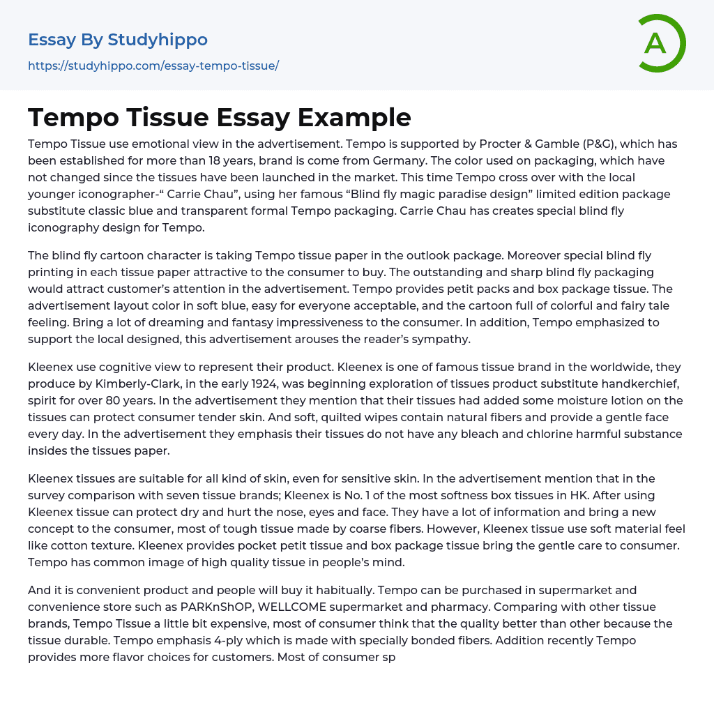 Tempo Tissue Essay Example