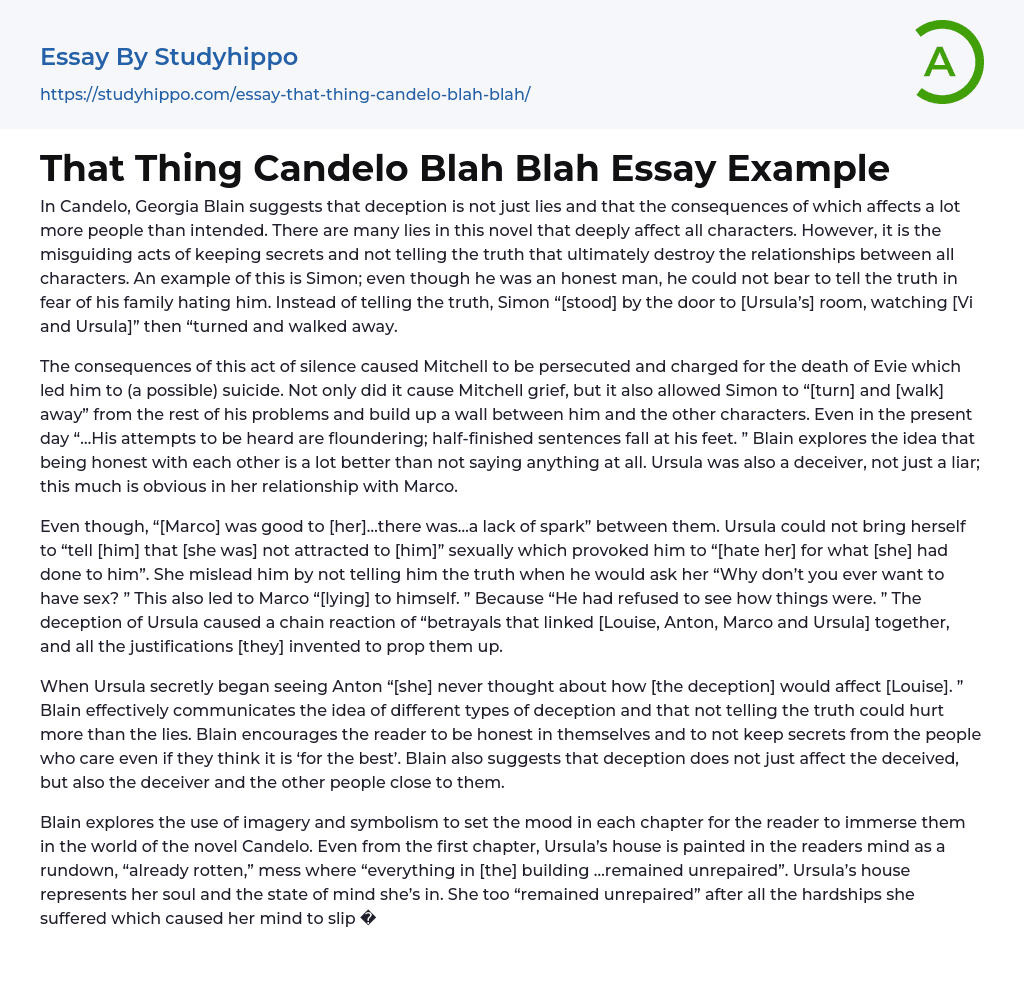 That Thing Candelo Blah Blah Essay Example