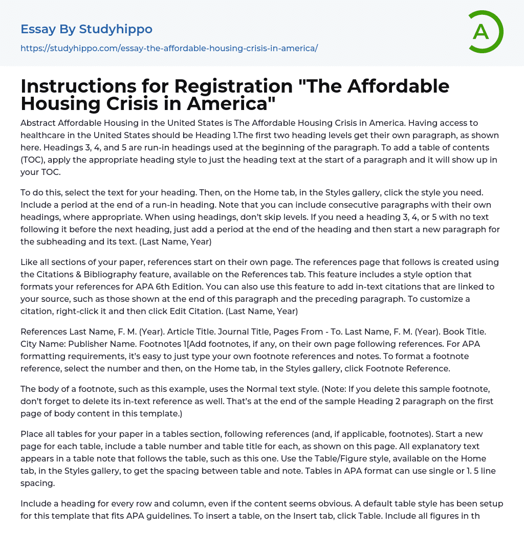 affordable housing crisis essay