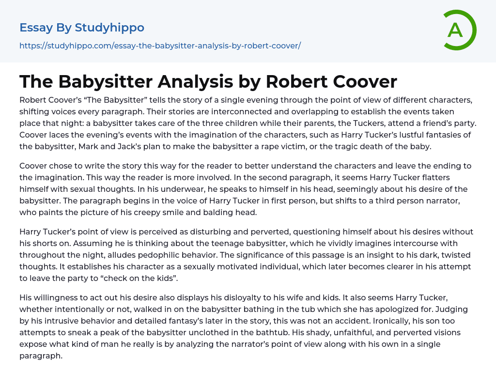 The Babysitter Analysis by Robert Coover Essay Example