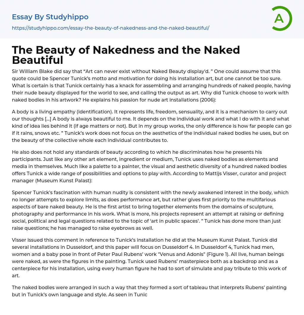 The Beauty of Nakedness and the Naked Beautiful Essay Example