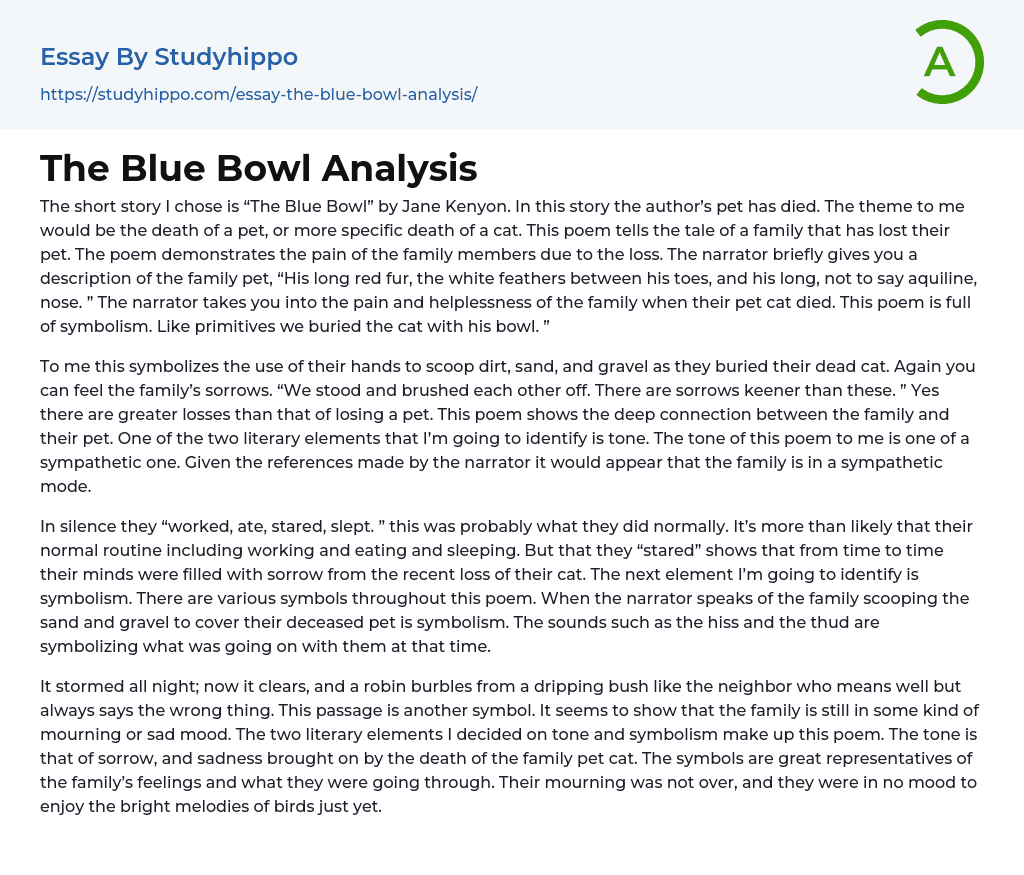 the blue bowl by jane kenyon