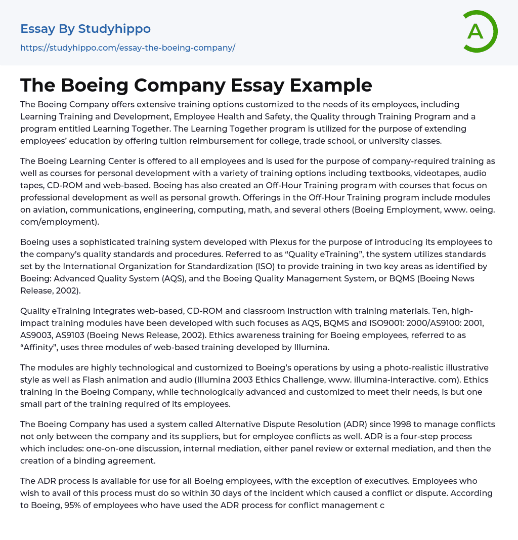 The Boeing Company Essay Example