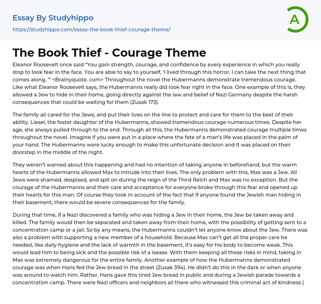 The Book Thief – Courage Theme Essay Example