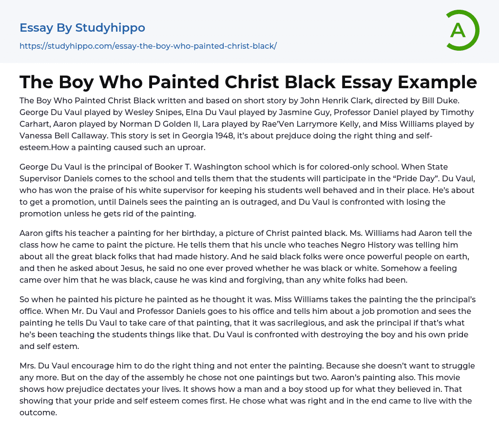 The Boy Who Painted Christ Black Essay Example