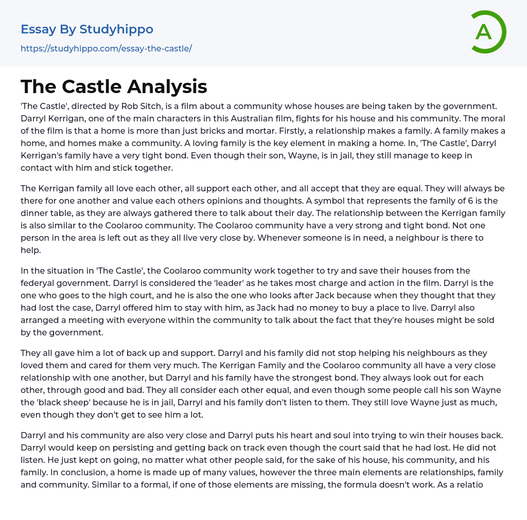 The Castle Analysis Essay Example