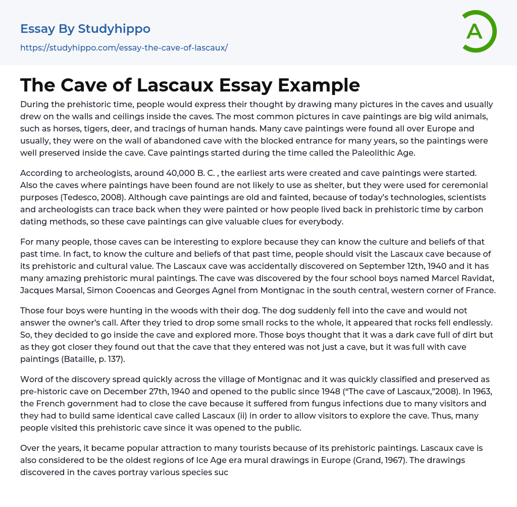 The Cave of Lascaux Essay Example