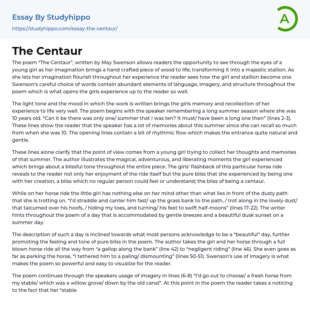 The Centaur Essay Example