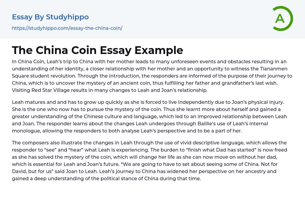 The China Coin Essay Example