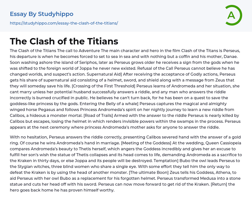The Clash of the Titians Essay Example