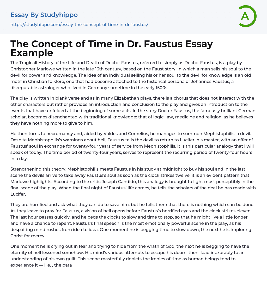 The Concept of Time in Dr. Faustus Essay Example