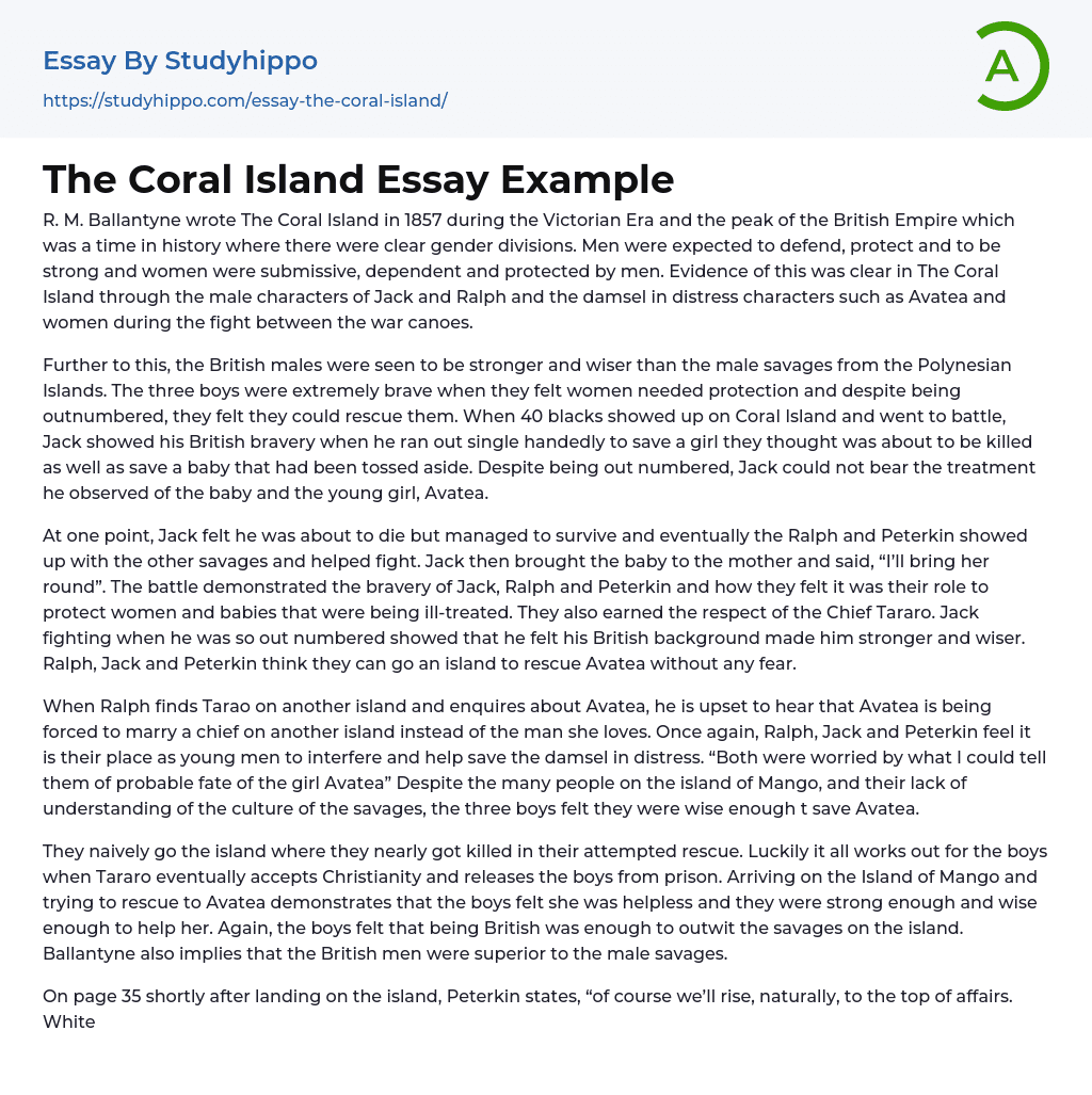 The Coral Island Essay Example