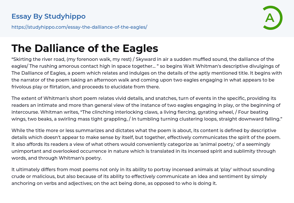 The Dalliance of the Eagles Essay Example
