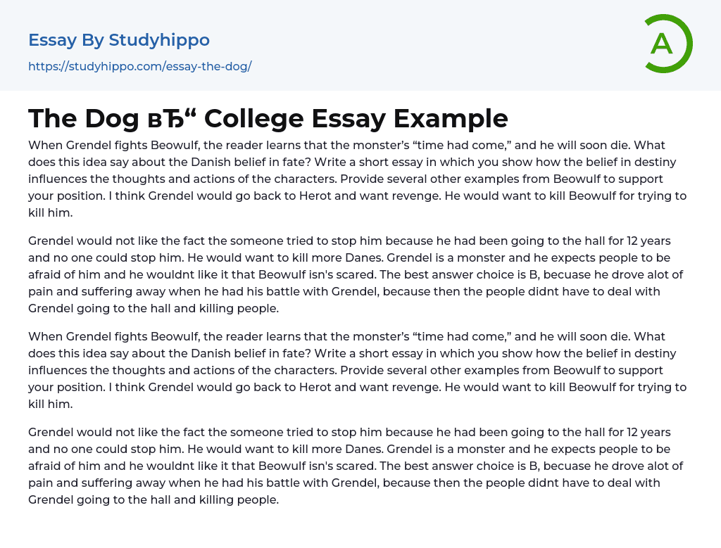 The Dog College Essay Example