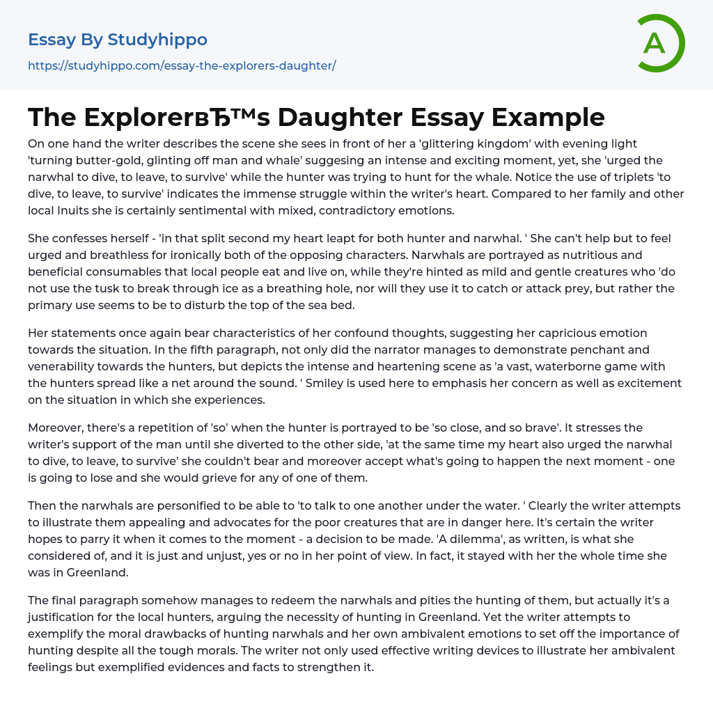 The Explorer’s Daughter Essay Example