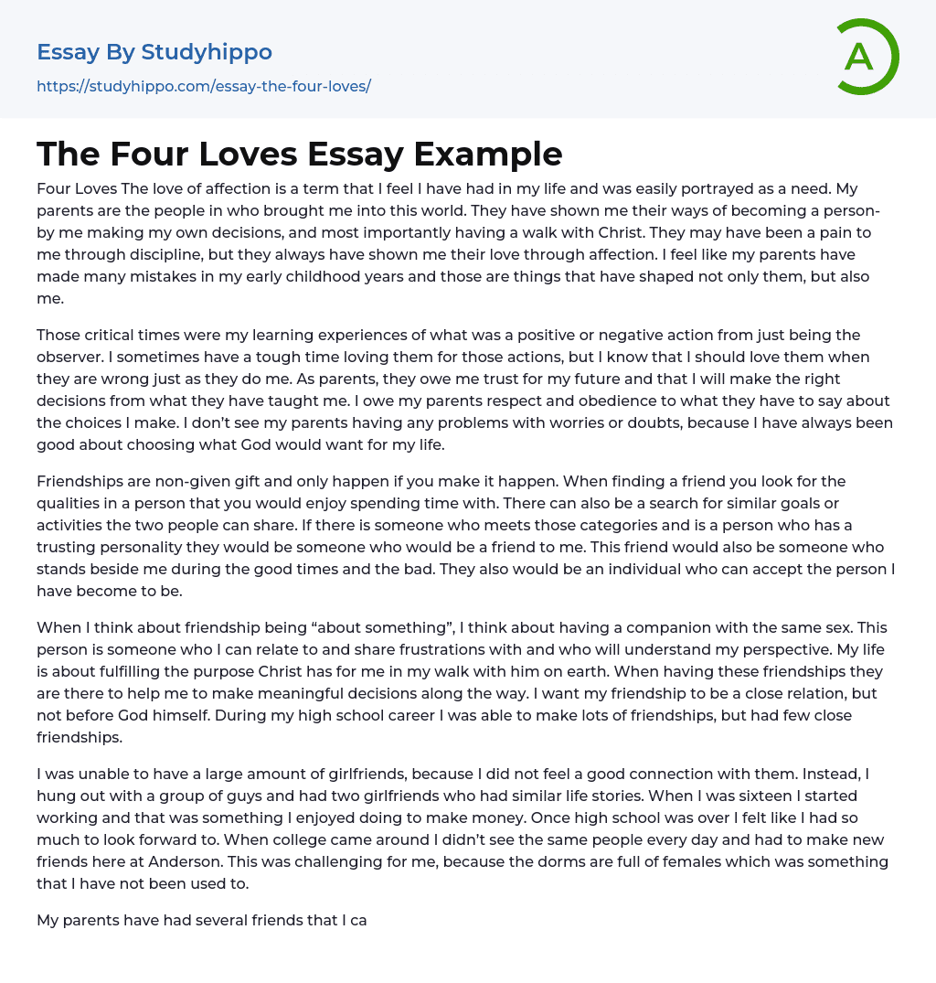The Four Loves Essay Example