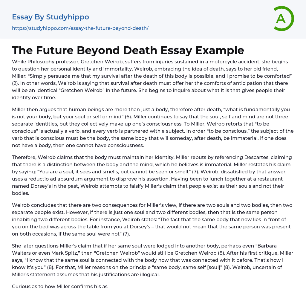 The Future Beyond Death Essay Example