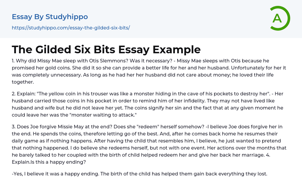The Gilded Six Bits Essay Example