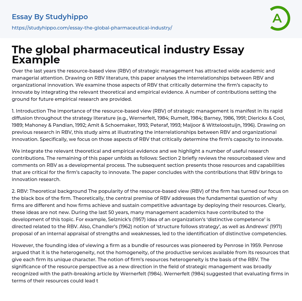 essay on pharmacy of the world