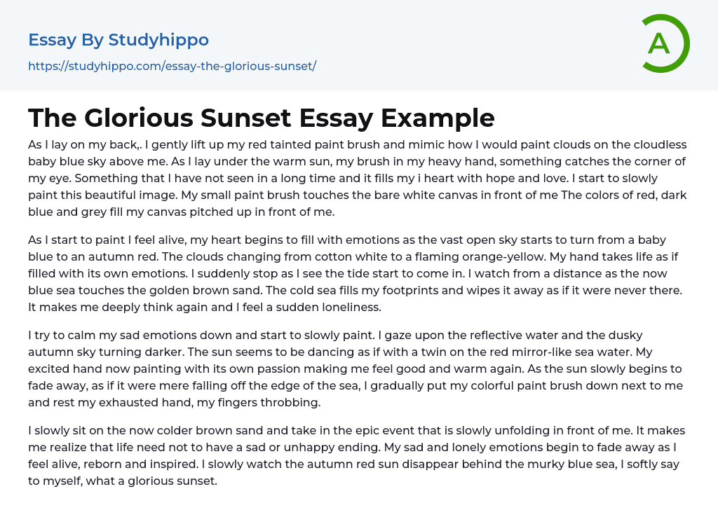 The Glorious Sunset Essay Example