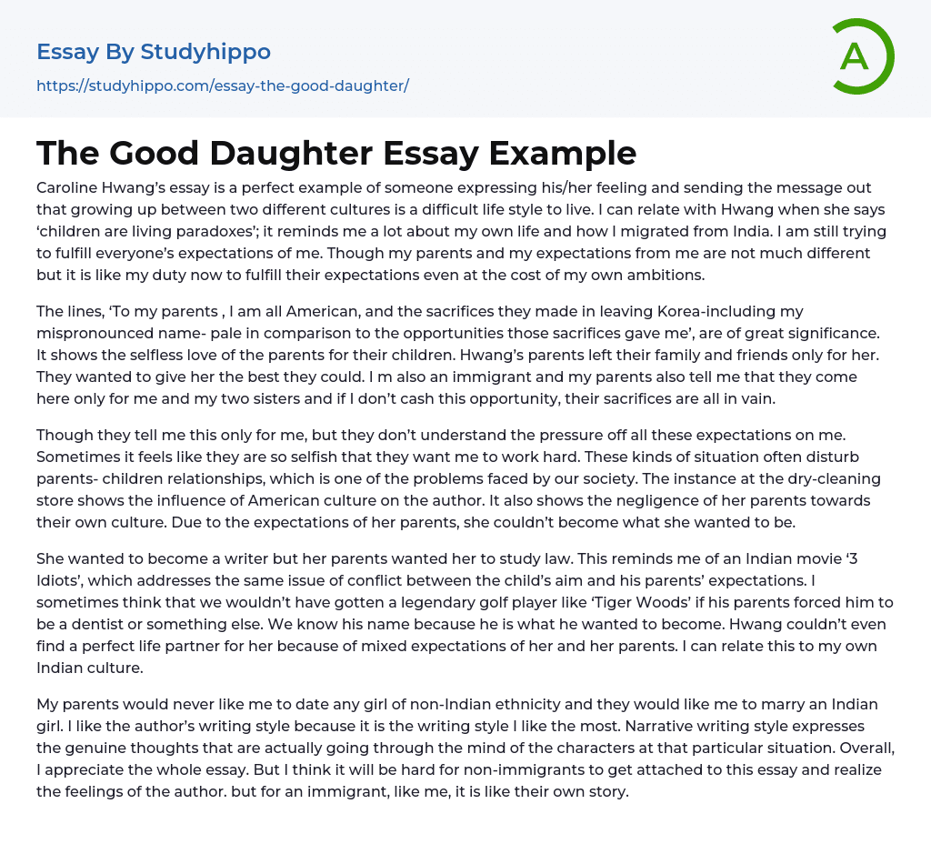 The Good Daughter Essay Example