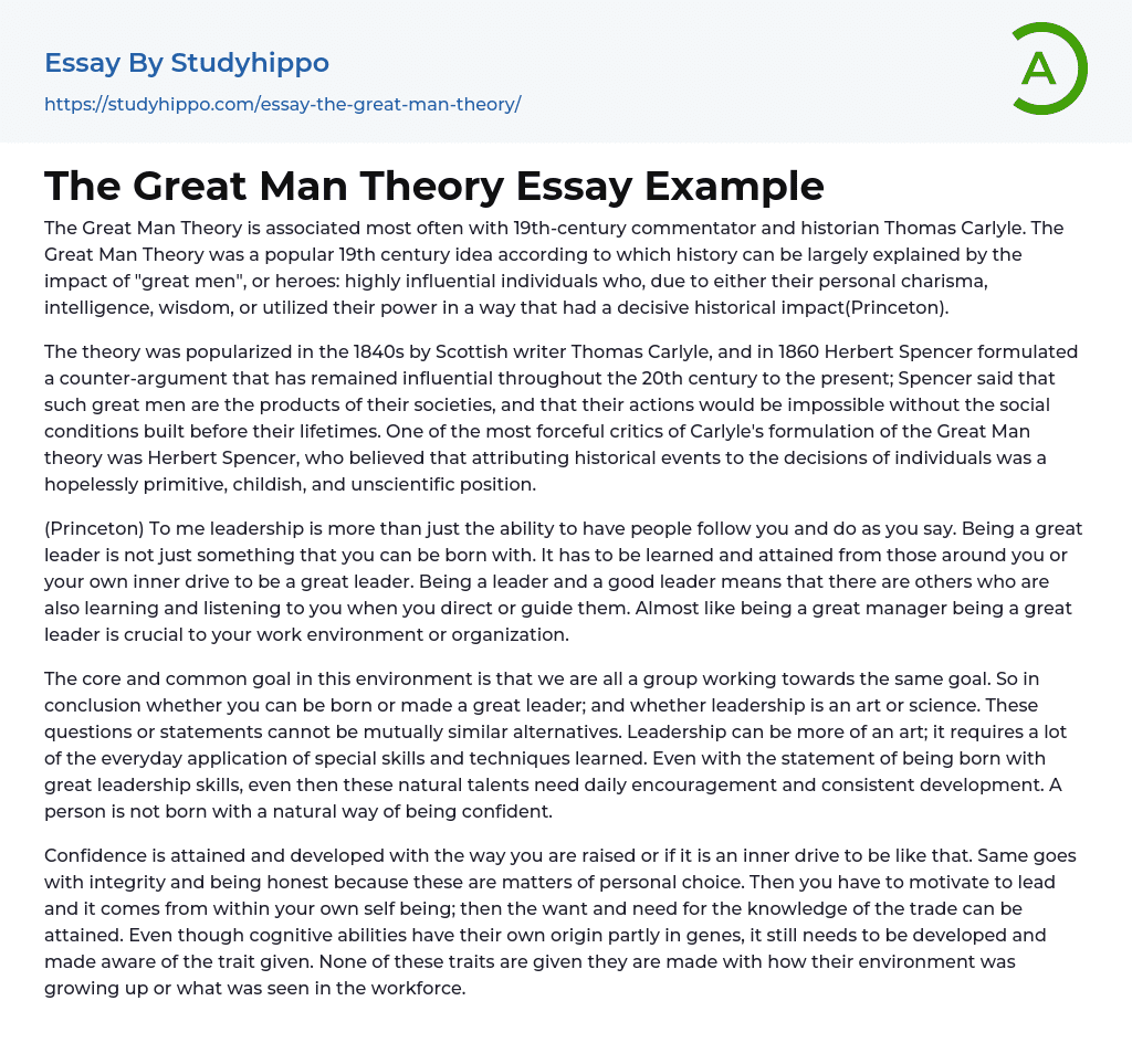 The Great Man Theory Essay Example