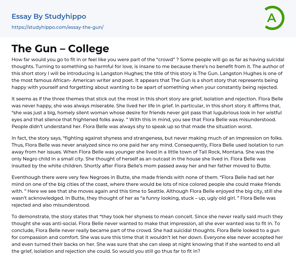 The Gun – College Essay Example