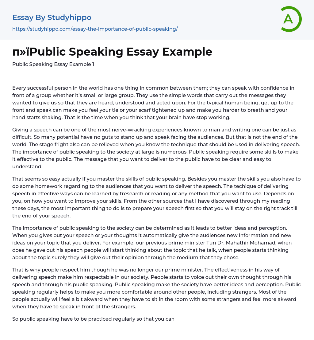 public speaking reflection essay